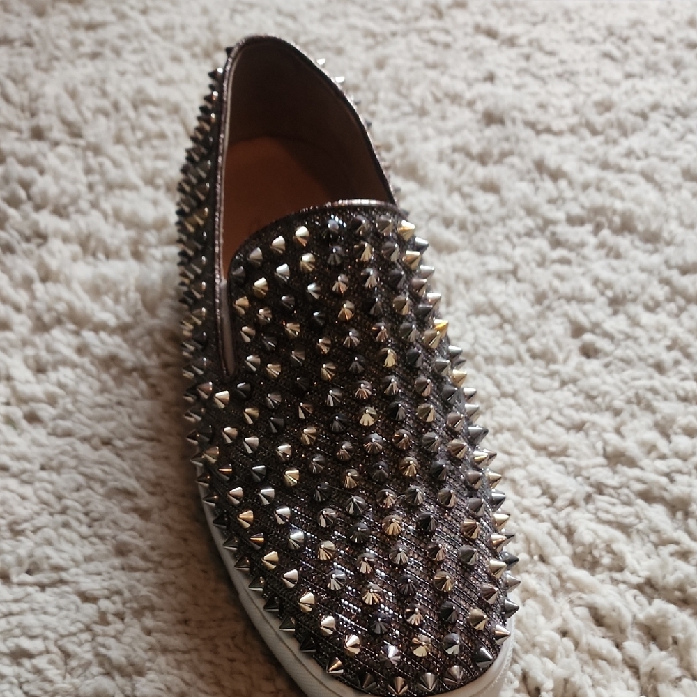 Christian Louboutin Brown Spiked Loafers